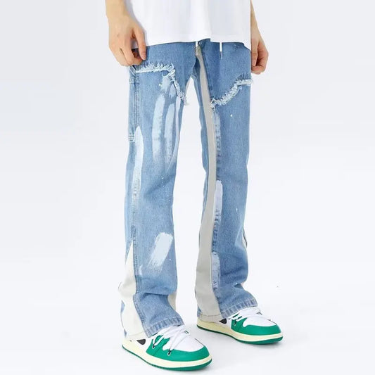 2023 Kanye Y2K Streetwear Baggy Flare Jeans Cargo Pants Men Clothing Drawstring Sweatpants Male Denim Trousers Pantalon Homme