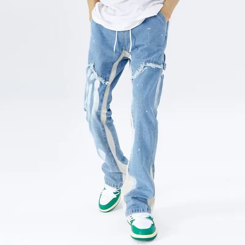 2023 Kanye Y2K Streetwear Baggy Flare Jeans Cargo Pants Men Clothing Drawstring Sweatpants Male Denim Trousers Pantalon Homme