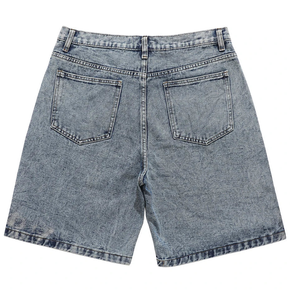 Streetwear Harajuku Denim Shorts 2022 New Men Patchwork Oversized Hip Hop Blue Jeans Shorts Summer Casual Loose Shorts